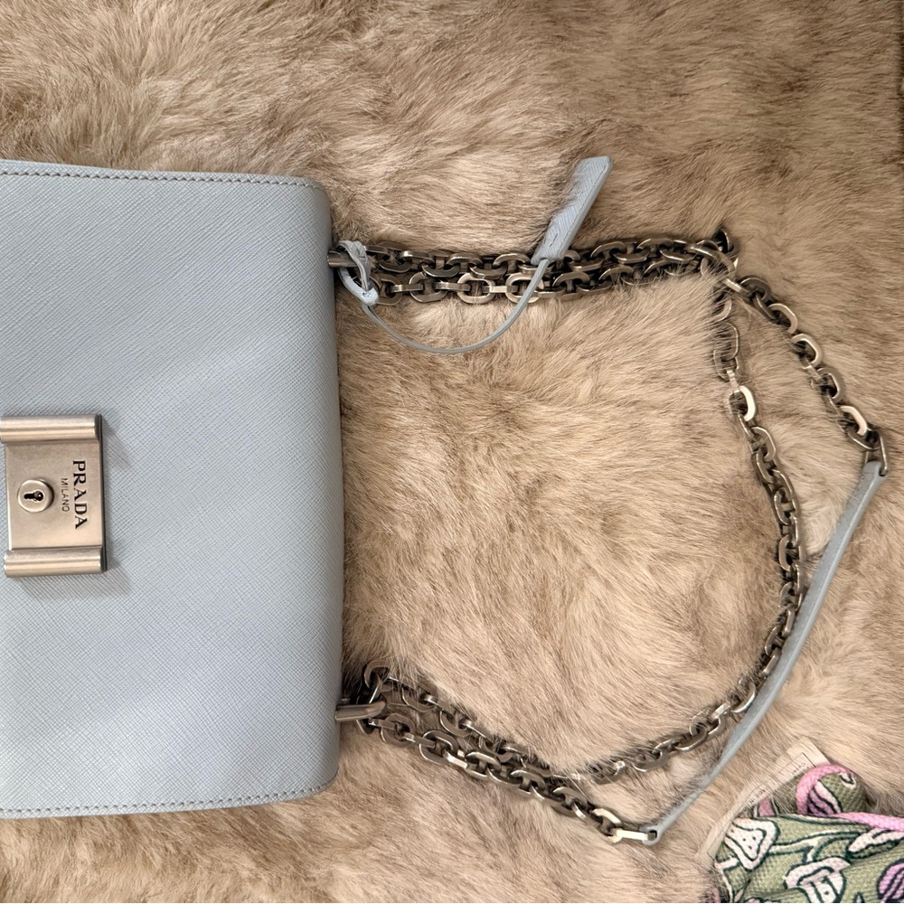Prada Sky Blue Leather Shoulder Bag